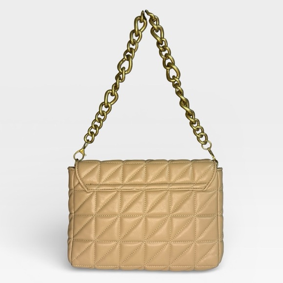 Zara Beige Quilted Chain Strap Shoulder Bag | Neutral Everyday Classic - Picture 3 of 9